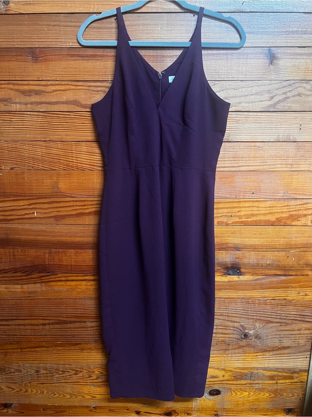 Dress the Population Burgundy Plum Midi Sheath Dress Medium V Neck